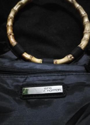 Чорна спідниця pu кожа з вишивкою missguided та сумка з бамбуковими ручками jane norman8 фото