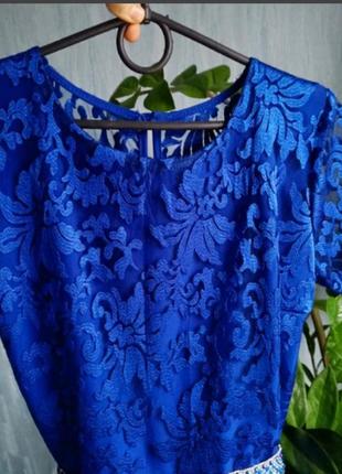 Сукня вечірня плаття з шлейфом випускна синя вечернее