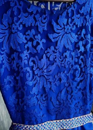 Сукня вечірня плаття з шлейфом випускна синя вечернее