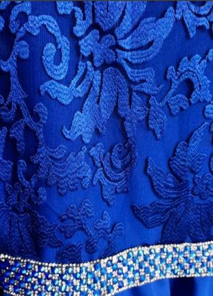 Платье вечернее синее с шлейфом4 фото