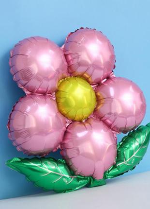Фольгованный шарик цветок с листочком