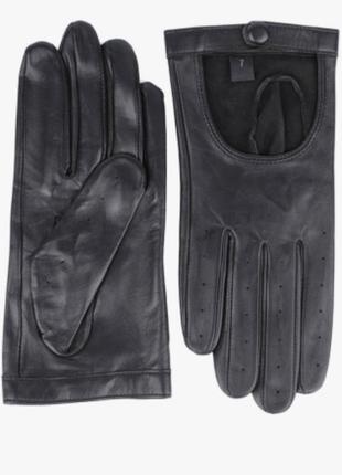 Перчатки черные кожаные с декором2 фото