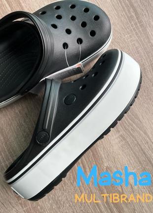 Кроксы черные на платформе, crocs crocband platform black4 фото