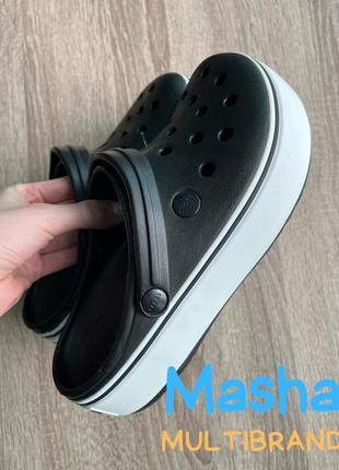 Крокси чорні на платформі, crocs crocband platform black