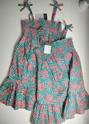 Брендовий літній сарафан для дівчинки в тропічному стилі. 100% бавовна. англія