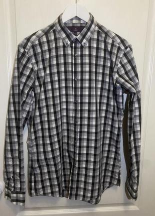 Рубашка в серую черную белую клетку