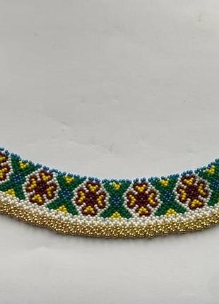 Колье из бисера, колье на шею из бисера, силянка из бисера, ожерелье из бисера, колье из бисера "орнамент"
