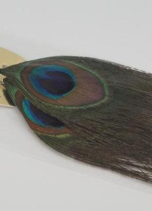 Серьги-подвески с натуральными перьями павлина арт. 036261 фото