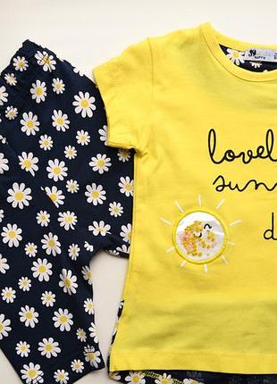 Літній костюм для дівчинки з ромашками 6, 9, 12, 18, 24 місяці туреччина