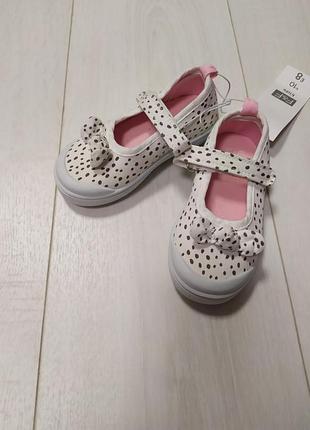 Балетки текстильные белые в горох f&amp;f 24, 27