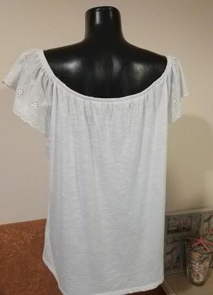Фирменная стильная качественная натуральная котоновая блуза с рюшой4 фото