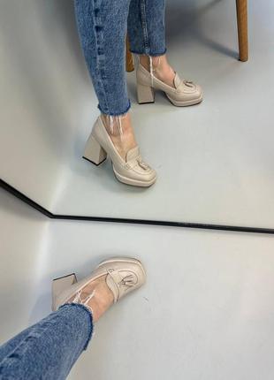 Эксклюзивные туфли из натуральной итальянской кожи и замша женские на каблуке платформе6 фото