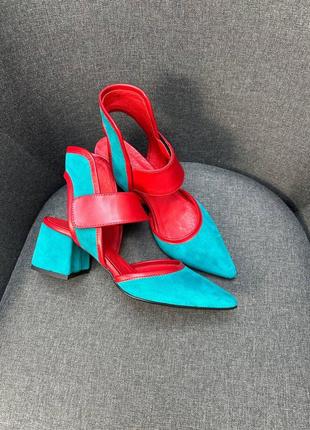 Эксклюзивные туфли из натуральной итальянской кожи и замша женские на каблуке платформе10 фото