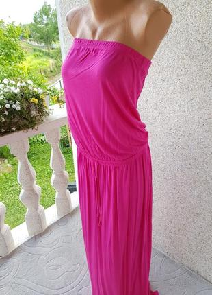 Яркое малиновое летнее платье бюстье,бандо р.161 фото