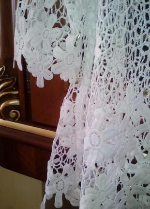 Біла блуза з плетено-мереживного полотна 18 розміру7 фото