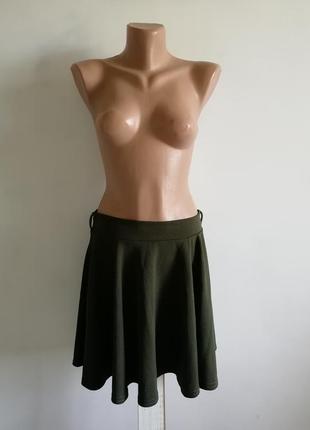 🌹короткая расклешенная юбка цвета хаки🌹пышная юбка5 фото