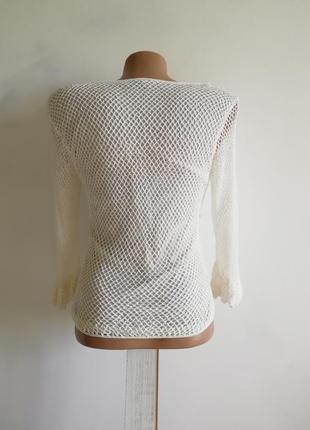🌹 білий ажурний топ сітка в стилі кроше 🌹 молочно-біла блуза ретро3 фото
