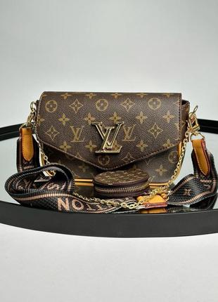 Сумка в стилі louis vuitton pochette leather brown5 фото