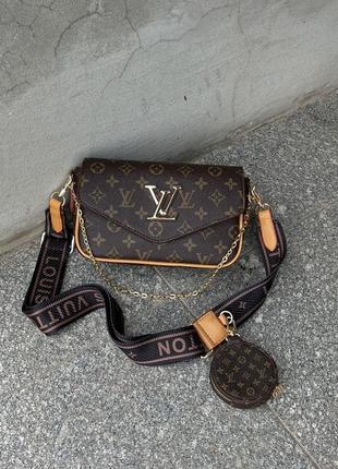 Сумка в стилі louis vuitton pochette leather brown7 фото