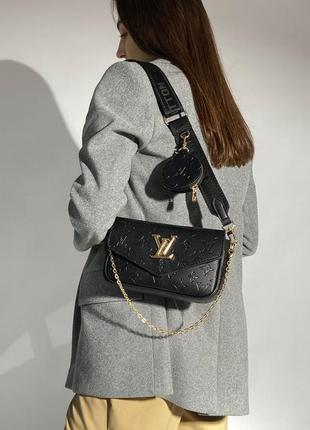 Сумка в стилі louis vuitton pochette leather black7 фото