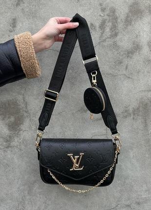 Сумка в стилі louis vuitton pochette leather black9 фото