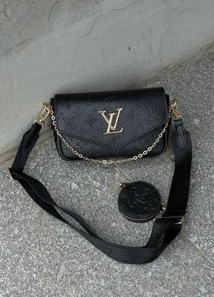 Сумка в стилі louis vuitton pochette leather black1 фото