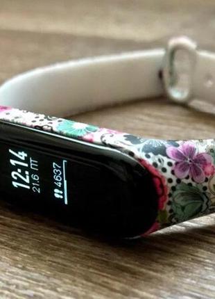 Ремешок mi band 3 mi band 4 mi band 5 mi band 6 цветы 👍❤️1 фото