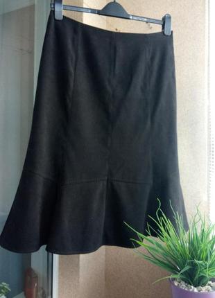 Черная юбка клиньями под замшу из спандекса1 фото