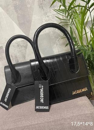 Сумка в стиле jacquemus женская черная набор из 2шт, сумка из экокожи в стиле jacquemus джаксимус комплект в стиле жакмюс