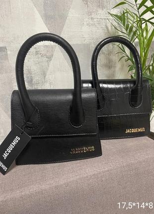 Сумка в стиле jacquemus женская черная набор из 2шт, сумка из экокожи в стиле jacquemus джаксимус комплект в стиле жакмюс2 фото