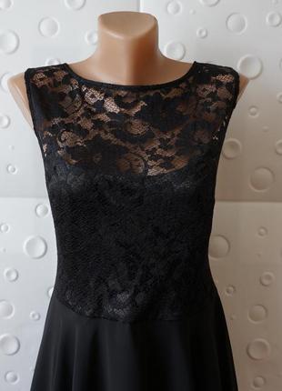 Шикарное черное вечернее чёрное платье с гипюром кружевом swing5 фото