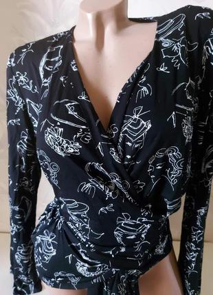 Шикарная черная блуза на завязках, размер 46