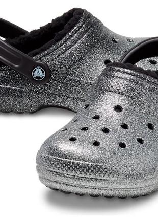 Утепленные сабо крокс crocs classic glitter lined, 38