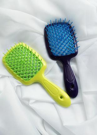 Расческа универсальная hollow comb "super brush" жёлтая с зеленым2 фото