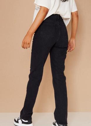 Prettylittlething высокие черные прямые джинсы4 фото