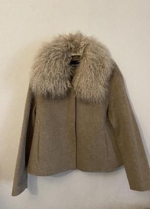 Пальто шерстяное и с мехом ламы1 фото