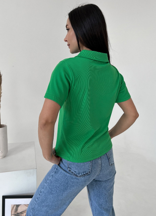 Женская футболка поло в рубчик классика 4 цвета7 фото