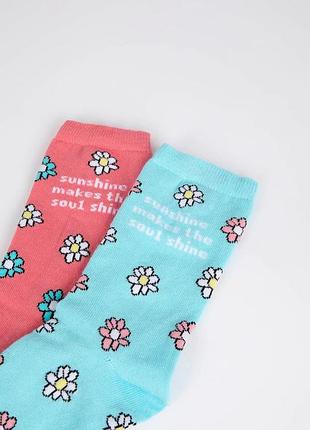 36 - 40 р новые фирменные женские носки набор 2 пары ярких носков цветы defacto носки