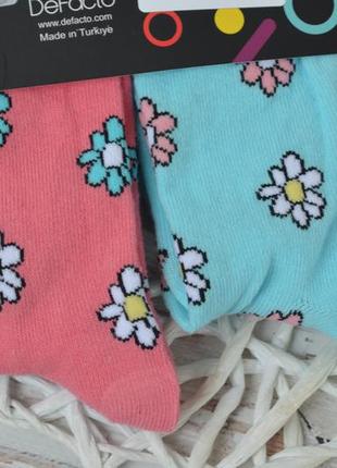 36 - 40 р нові фірмові жіночі шкарпетки набір 2 пари яскравих шкарпеток квіти defacto носки7 фото