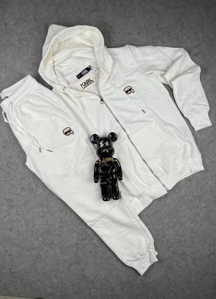 Спортивний костюм karl білий / чоловічі брендові костюми карл