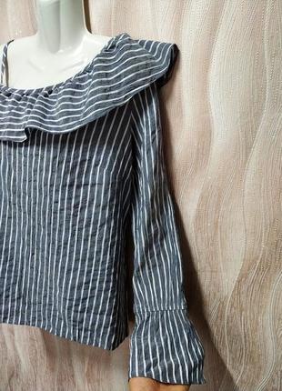 Модная, полосатая блуза с воланом 46-48 р-c&amp;a2 фото
