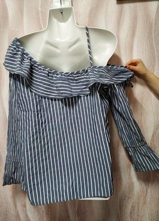 Модная, полосатая блуза с воланом 46-48 р-c&amp;a4 фото