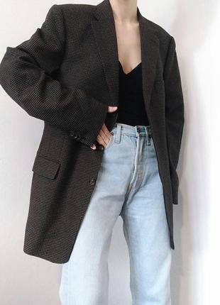 Винтажный шерстяной пиджак черный жакет шерсть блейзер винтаж пиджак серый жакет винтажный блейзер черный3 фото