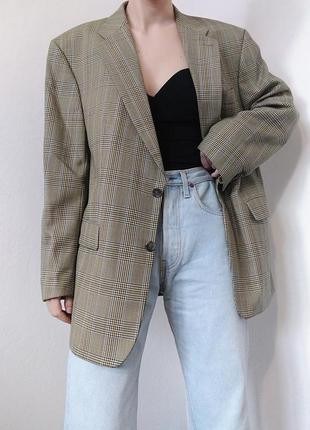 Винтажный шерстяной пиджак клетка жакет винтажный блейзер в клетку шерстяной жакет винтаж блейзер шерсть пиджака