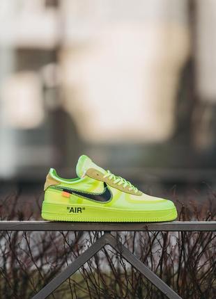 Мужские кроссовки nike air force 1 x off-white neon 40-41-42-43-44-453 фото