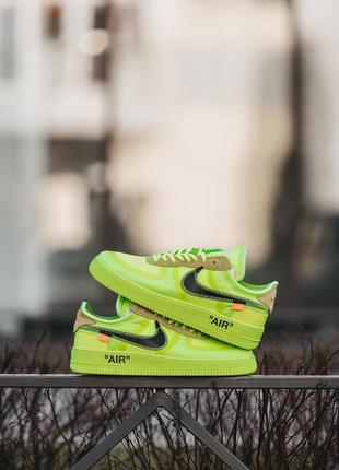 Мужские кроссовки nike air force 1 x off-white neon 40-41-42-43-44-458 фото