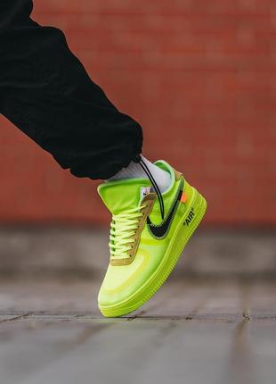 Мужские кроссовки nike air force 1 x off-white neon 40-41-42-43-44-455 фото