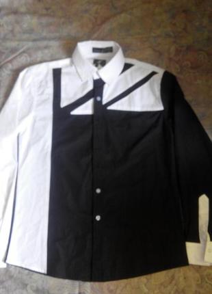 Рубашка мужская, комбинированная, черный с белым цвета, jeansian,m/l3 фото