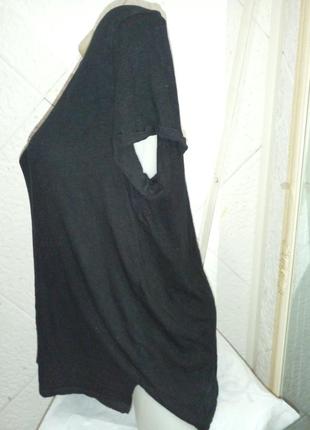Черный длинный футболка хлопок свободного кроя2 фото