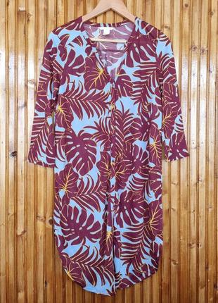 Платье - рубашка, туника h&amp;m в тропический принт.1 фото
